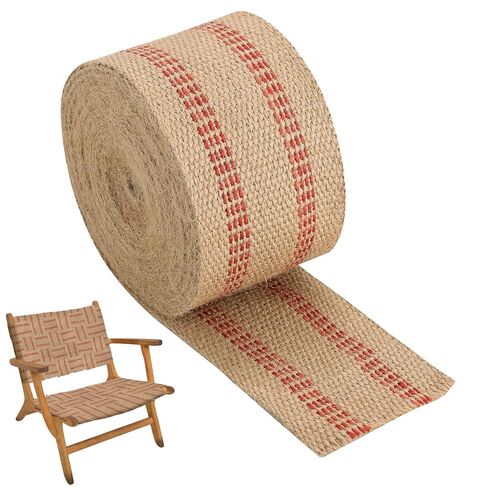NATGAI Craft Jute Webbing Tape, 10 Yards Width 3.5" Roll Natural Burlap Red Line Jute Webbing Ribbon Upholstery Chair Webbing Tape in Kuwait