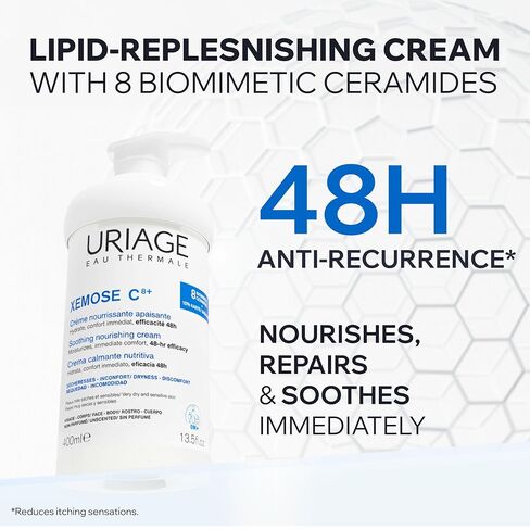 Uriage Xemose Lipid-Replenishing Anti-Irritation Cream | Soothing Moisturizing Lotion for Sensitive and Very Dry Skin | Dermatologist Recommended. With Ceramides & Shea Butter, Fragrance-Free in Kuwait