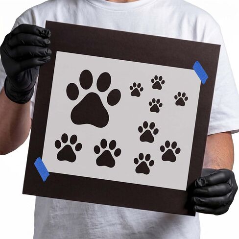 Stencil Stop Paw Prints Stencil - Dog and Cat Print Shapes - 14 Mil Mylar Plastic [Various Sizes] in Kuwait