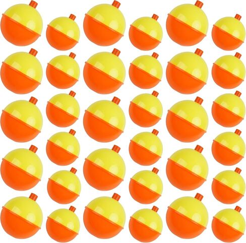 SILANON Fishing Bobbers Set,25-50pcs Snap-on Fishing Floats Bobbers Push Button Round Buoy Floats Bobber for Fishing Tackle Accessories Orange/Yellow in Kuwait