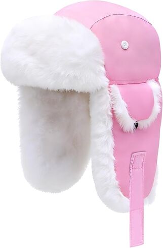 Toddler Kids Trapper Hat Boys Girls Winter Hat with Ear Flaps 1-8T | Snow Hat, Bomber Hat, Waterproof, Warm Plush Lining, Thick Cotton Padding, Ideal for Skiing & Winter Outdoor Activities in Kuwait