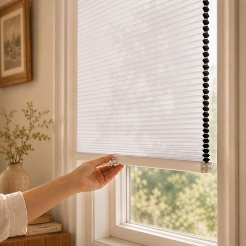 Blackout Shades Cordless Blinds Cellular Fabric Blinds Honeycomb Door Window Shades, 27W x 64H inch,Beige in Kuwait