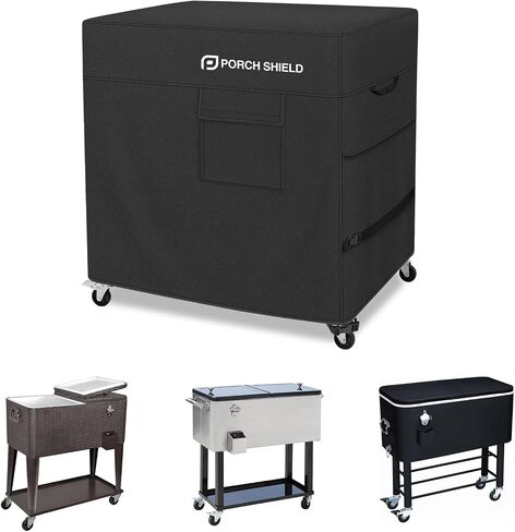 Porch Shield Waterproof 80 Qt Rolling Cooler Cart Cover Fits Most Patio Ice Chest Party Cooler Upto 32L x 18W x 30H inch, Light Tan in Kuwait