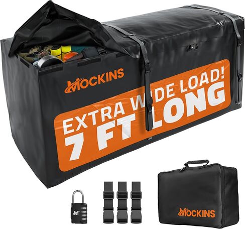 Mockins 25 Cu Ft Vehicle Soft-Shell Carriers Waterproof Cargo Bag | 60"x31"x24" Heavy Duty Trailer Hitch Cargo Carrier Bag Truck Bed Storage | Durable Vinyl Cargo Storage for SUV Car Bag Hitch Storage in Kuwait