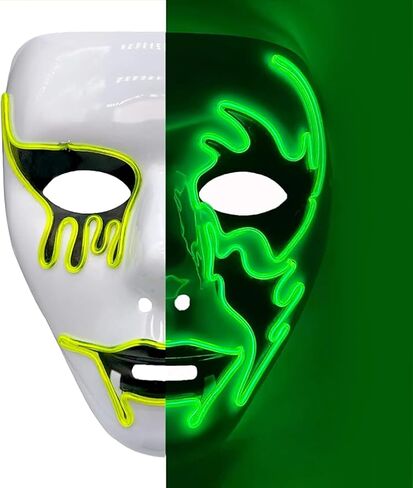 GLDYTIMES Halloween Light Up Mask Scary Demon Slayer LED Masquerade Cosplay Mask for Male Female Gift Costume Festival Party in Kuwait
