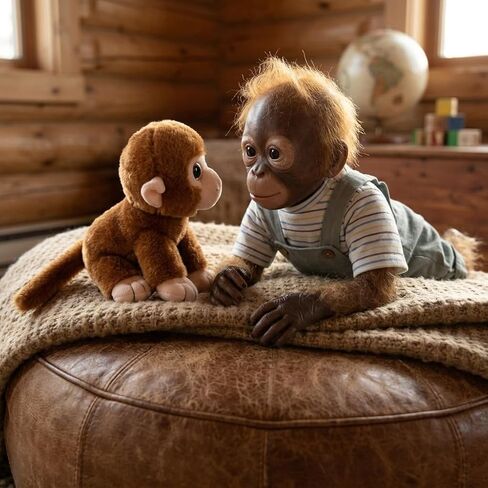 TERABITHIA 20 Inch Newborn Realistic Baby Doll Silicone Vinyl Reborn Monkey Dolls with Weighted Body Lifelike Flexible Collectible Art Doll That Look Real and Feel Real in Kuwait