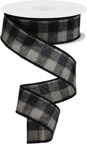 Flannel Check Plaid Wired Edge Ribbon, 10 Yards (Red, Black, 1.5") in Kuwait
