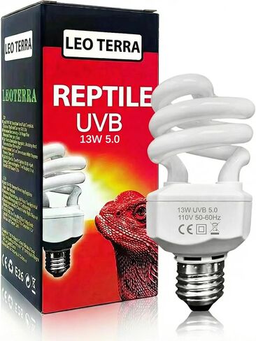 Leoterra 13w 5.0 UVA UVB Reptile Light Uva Uvb Fluorescent lamp for Tropical Sub-Tropical Reptiles,Frogs, Lizard, Tortoise Use Long Lasting UVB Output E26 Base Easy to Install(13W 5.0) in Kuwait