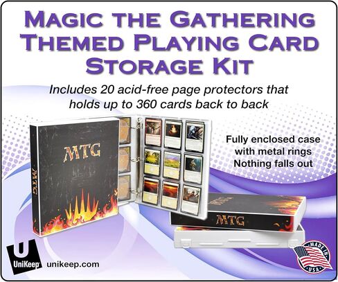 حافظة بطاقات UniKeep للعبة Magic The Gathering مع 25 صفحة من بطاقات اللعب - تحمل ما يصل إلى 450 بطاقة MTG (النرد) in Kuwait