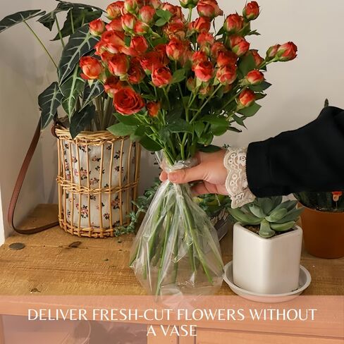 BBJ WRAPS Clear Plastic Florist supplies Water Retainer Bag for Flower Bouquet Wrapping, 12x12Inch, 100 Pcs in Kuwait