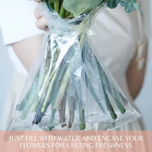 BBJ WRAPS Clear Plastic Florist supplies Water Retainer Bag for Flower Bouquet Wrapping, 12x12Inch, 100 Pcs in Kuwait