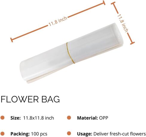 BBJ WRAPS Clear Plastic Florist supplies Water Retainer Bag for Flower Bouquet Wrapping, 12x12Inch, 100 Pcs in Kuwait