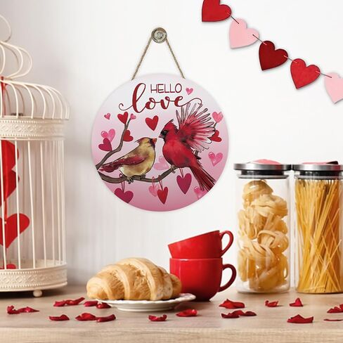 Bolisom Hello Valentine's Day Black Cat Front Door Sign, Kitty Love Heart Pink Wood Door Hanger Outdoor Outside Porch Decor, Anniversary Wedding Wooden Wreath Indoor Wall Hanging Decoration in Kuwait