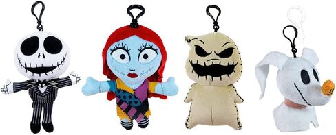 Wondapop Disney The Nighmare Before Christmas 6" Plush Clip Figures, Halloween Decoration Featuring Jack Skellington, Sally, Oogie and Zero, Pack of 4 in Kuwait