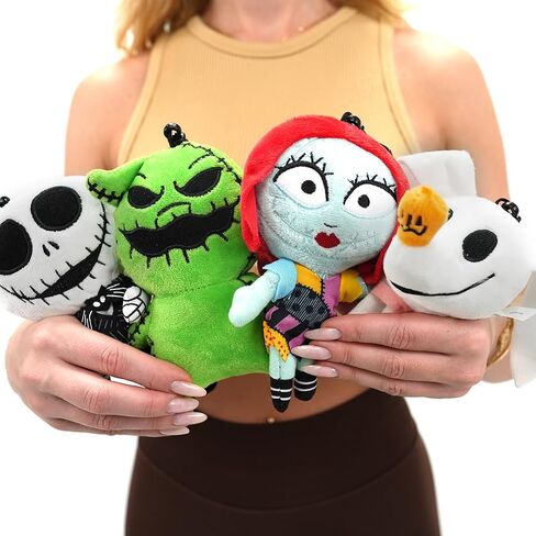 Wondapop Disney The Nighmare Before Christmas 6" Plush Clip Figures, Halloween Decoration Featuring Jack Skellington, Sally, Oogie and Zero, Pack of 4 in Kuwait