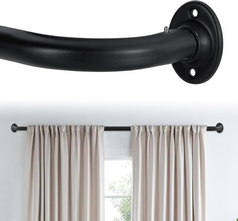 H.VERSAILTEX 2 حزمة من قضبان الستائر المفردة ملفوفة حول قضبان الستائر مجموعة قضبان ستائر ملتفة لتعتيم الغرفة للنوافذ من 28 إلى 48 بوصة، قطر 5/8 بوصة، أسود in Kuwait