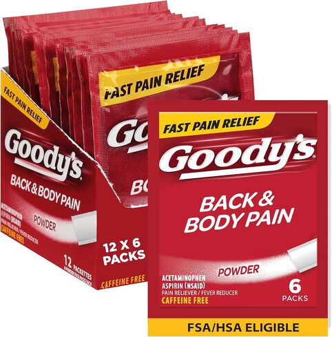 Goody's Back and Body Pain Relief Powder, Dissolve Packs, 6 Individual Packets, 12 Pack in Kuwait