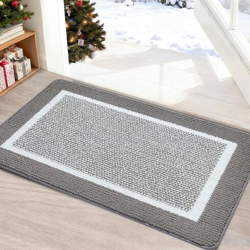 REFETONE Indoor Door Mat, Front Back Door Mat, Non-Slip Absorbent Resist Dirt Entrance Rug Inside Floor Mats, Machine Washable Low-Profile Inside Entry Door Rugs for Entryway - 24" x 36", Grey in Kuwait