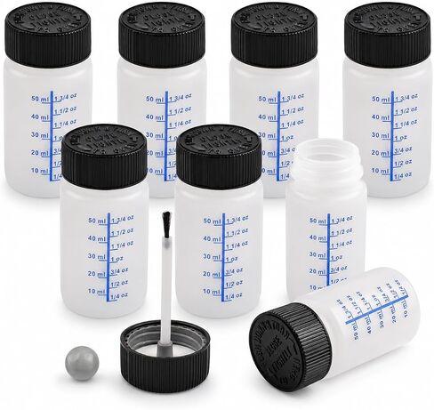 WANDIC Paint Touch Up Bottles, 12 Pieces Touch Up Plastic Bottle with Brush and Mixing Ball Paint Applicator Bottle for Car Wall and Hobby Painting -60 ml in Kuwait