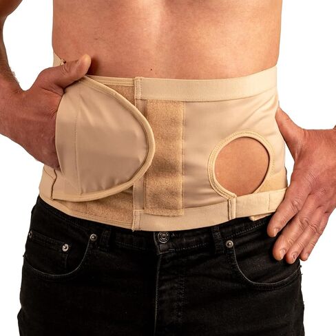 Safe n' Simple Ostomy Hernia Support Belt - 8" Large - Beige - Hernia Belt With Adjustable Right Hole For Men And Women - Colostomy Support Products in Kuwait