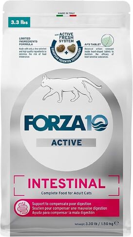 Forza10 نظام غذائي نشط لدعم الأمعاء، طعام جاف للقطط البالغة، طعام جاف للقطط لاضطرابات المعدة والإسهال والاضطرابات المعوية، نكهة الأنشوجة البرية، كيس بوزن 1 رطل in Kuwait