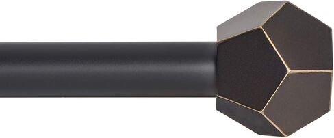Ivilon Drapery Treatment Window Curtain Rod - Faceted Hexagonal 1 inch Pole. 16 to 28 Inch (Side Curtain Rod). Satin Nickel in Kuwait