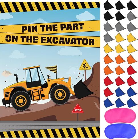 ASTARON Pin The Tail Games Pin The Wheels on The Truck Party Game with 30 Tyres Stickers for Car Theme Birthday Party Supplies, Boys Party Baby Shower Background Christmas Party Gifts Favors in Kuwait