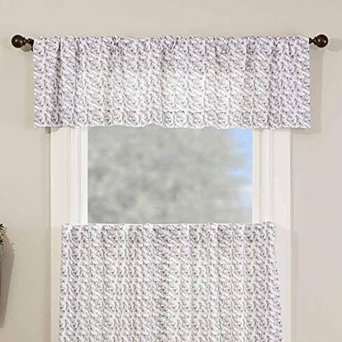ستارة Piper Classics Twilight Floral Roman Valance، مقاس 60.96 سم طولًا × 101.6 سم عرضًا، أربطة قابلة للتعديل، طباعة زهور رمادية وبيضاء وحمراء، كوخ ريفي، معالجة نافذة المزرعة العتيقة in Kuwait
