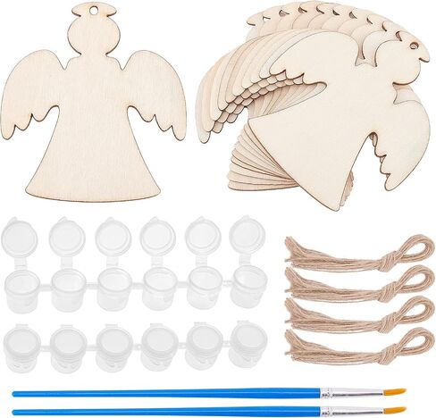 NBEADS 20 Pcs 4.9x4.9x0.12 Inches Family Tree Wood Cutout Blank Wooden Tree Embellishments for Family Tree Weddings Christmas Ornaments and DIY Crafts Decoration Scrapbooking Embellishments in Kuwait