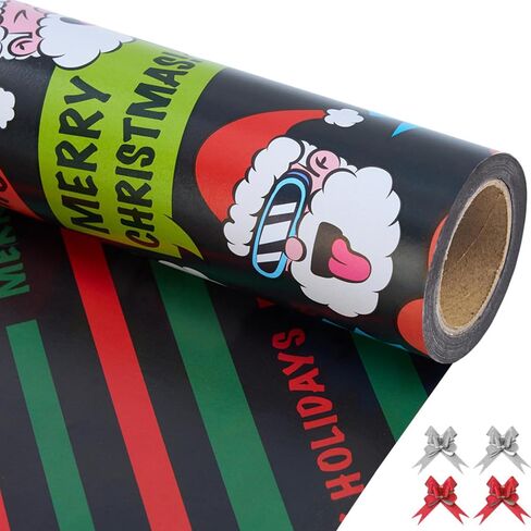 EWES Halloween Wrapping Paper Set 5 Sheets Rolls 17x39 Inch For Kids Boy Girl Men Women Baby Pink Black Purple Cartoon Presents For Birthday Holiday Party Gift Wrap Bulk in Kuwait