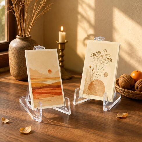 Moicstiy 6 Pack Acrylic Easel Stand Plastic Sports Card Display Stand Coin Display Holder stand for Display Magnetic Card Holder,Book,Picture,Challenge Medals(Height: 2") in Kuwait