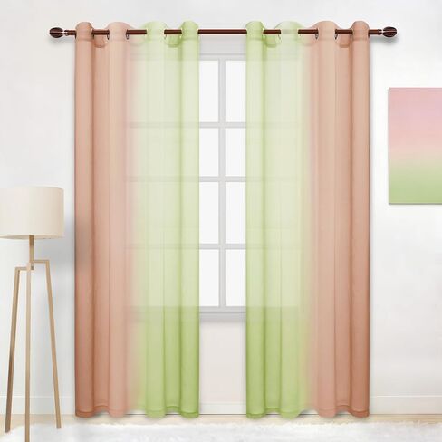 DWCN Black Faux Linen Ombre Sheer Curtains - Gradient Semi Voile Grommet Top Bedroom and Living Room Curtains, Set of 2 Window Curtain Panels, 42 x 63 Inch Length in Kuwait