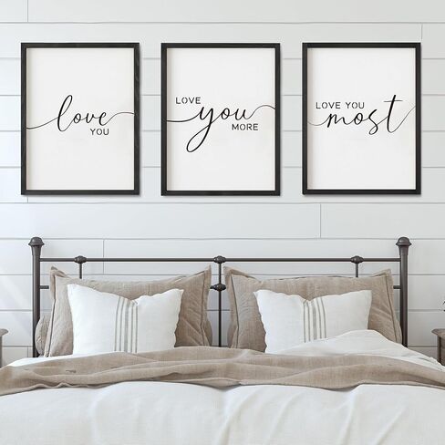 Set of 3 Love You More Sign I Love You Sign Love You More Wall Decor for bedroom room and living room (11x14 inches, Brown) in Kuwait
