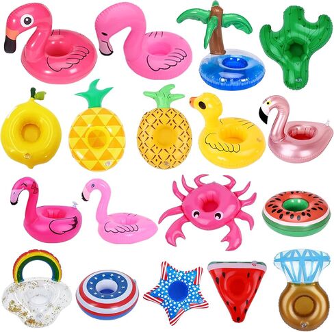 18 Pack Inflatable Drink Holders, Drink Floats Inflatable Pool Cup Holder Coasters for Pool Party in Kuwait