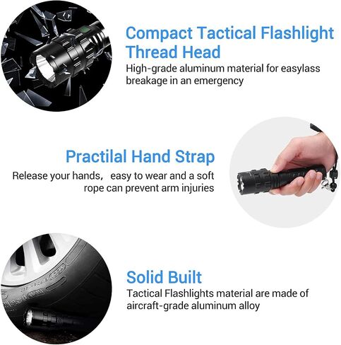 GRABOYY Tactical Flashlight with Rail Mount, Rechargeable 100000 Lumen LED Flashlight, Super Bright Torch Light 5 Modes Waterproof Weapon Light Pressure Switch Include for Hunting in Kuwait