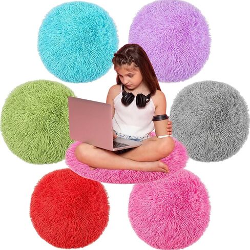 6 Pcs Kids Carpet Circle Seats 16" Kids Floor Cushions Round Soft Warm Floor Rug Mat for Classroom, Home School Story Time, Group Activity Educational Learning Playing Areas (6) in Kuwait