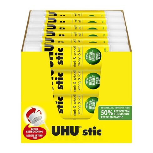 UHU Stic Glue Stick Solid Washable Non-Toxic 8.2g Ref 45187 [Pack of 24] in Kuwait
