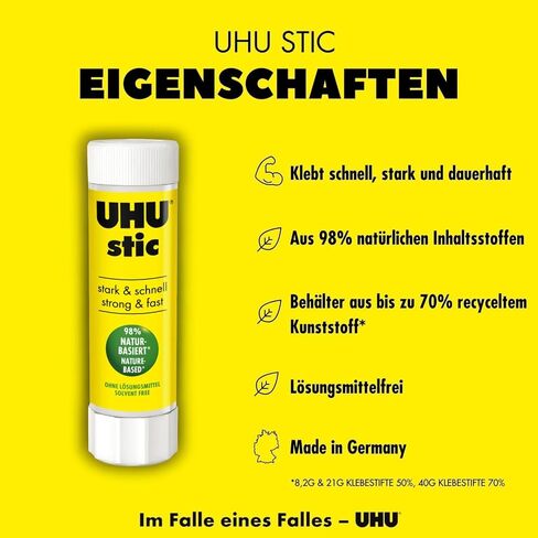 UHU Stic Glue Stick Solid Washable Non-Toxic 8.2g Ref 45187 [Pack of 24] in Kuwait