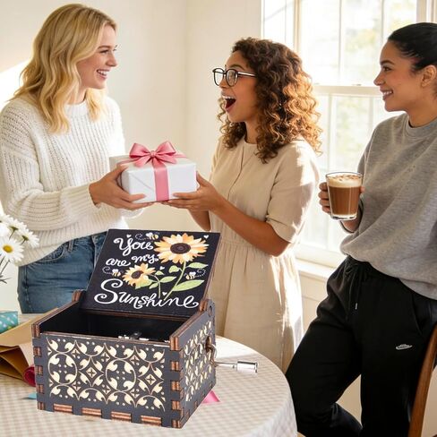 UNIQLED You are My Sunshine Wood Music Boxes، صندوق موسيقي خشبي عتيق محفور بالليزر منقوش بالليزر لهدايا عيد الميلاد/الكريسماس/عيد الحب/عيد الأم/الذكرى السنوية in Kuwait