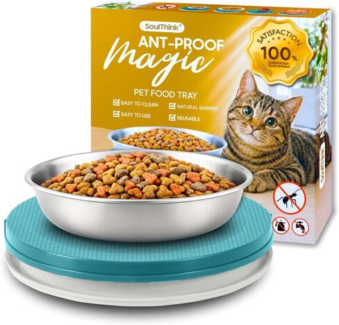 SoulThink® Ant Proof Cat Dog Bowl Tray - New Innovation Anti Ant Pet Food Dish Indoor No Chemical No Water Needed Different from Traditional Trap (Royal Blue) in Kuwait