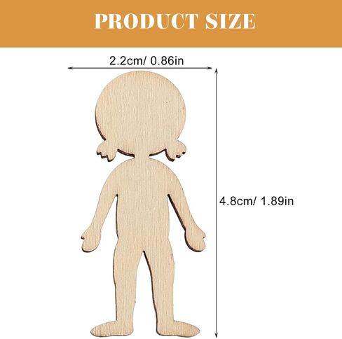 COHEALI 50pcs Wooden Boy Cutout Unfinished People Shaped Craft Sticks Blank Wooden Slices for DIY Projects in Kuwait