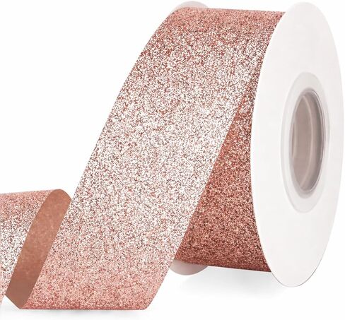 Homeford Christmas Rose Gold All Glitter Wired Ribbon, 1-1/2-inch, 10-Yard in Kuwait