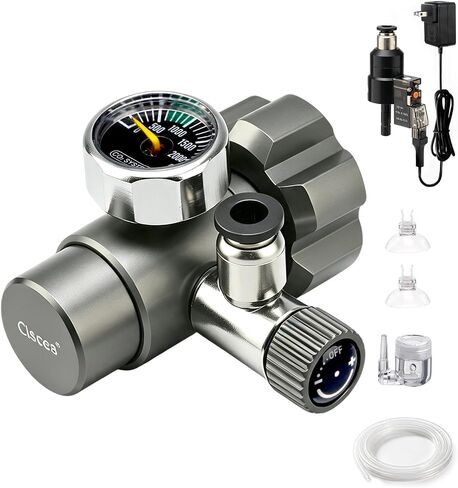 Aquarium CO2 Regulator Dual Gauge with Bubble Counter and Solenoid Valve, (Agittal Pressure gauges) in Kuwait