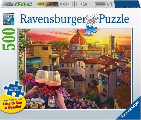 Ravensburger Cozy Wine Terrace - 500 Piece Large Format Jigsaw Puzzle | Unique Softclick Technology | Premium Matte Finish | Ideal for All Ages in Kuwait