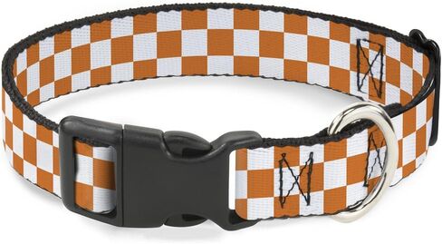 Buckle-Down Plastic Clip Collar - Checker White/TN Orange - 1" Wide - Fits 15-26" Neck - Large in Kuwait