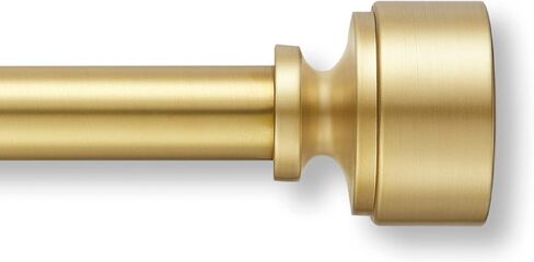 MODE Premium Collection Single Curtain Rod Set with Mod Doorknob Finials - 36 to 72 in, Gold in Kuwait