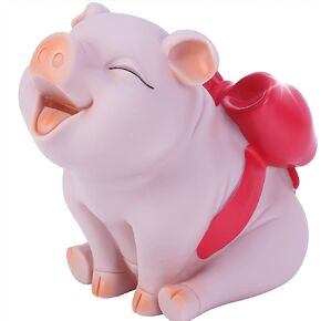 Piggy Bank with Blue Bow-Knot, H&W Lovely Pig Coin Bank, Creative Shatterproof Gift Money Bank, Can Store 1000 Coins