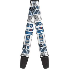 Buckle-Down Guitar Strap - Star Wars R2-D2 Bounding Parts4 White/Black/Blue/Gray/Red - 2" Wide - 29-54" Length