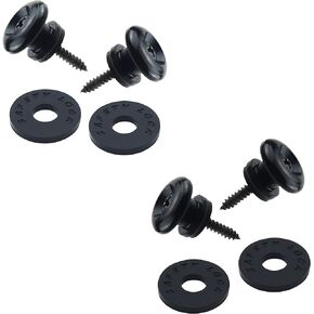 Black Guitar Strap Buttons End Pins with Guitar Strap Locks Strap Blocks Washers and Mounting Screws for Acoustic Electric Guitar Bass Ukulele 4PCS