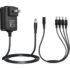 Security-01 [UL Listed FCC] 2 حزمة DC 12V 2A محول إمداد الطاقة 5.5 مم × 2.1 مم، لشريط إضاءة LED لكاميرا CCTV 12 فولت، سلك 1.5 متر in Kuwait